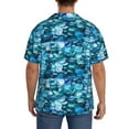 thumbnail image 5 of KLL Blue Kyanite Print Men's Shirt Short Sleeve Button Down Summer Cuba Beach Shirts- Medium, 5 of 7