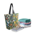 thumbnail image 2 of FORMRS Womens Canvas Tote Bag with Zipper Inner Pocket Shoulder Handbag, Green Floral Garden, 2 of 7