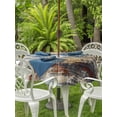 thumbnail image 3 of Outdoor Tablecloth with Umbrella Hole for Patio/Picnic/Party/Camping, Retro Minimalist Art Waterproof Table Cloth Round Cover Washable, Abstract Bohemia Aesthetics Brown Beige (Dia 54"), 3 of 9