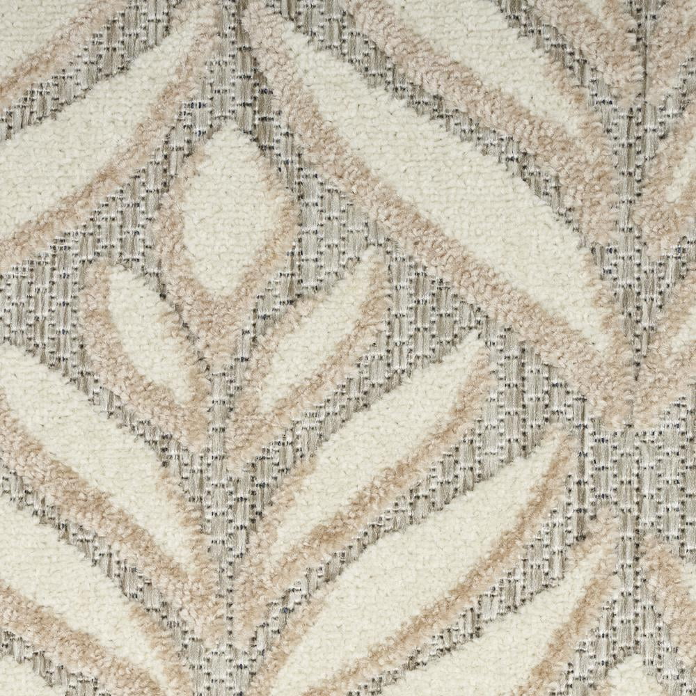 Nourison Aloha Tropical Palm Flatweave High-Low Indoor Outdoor Area Rug Ivory Grey 2'8" x 4'