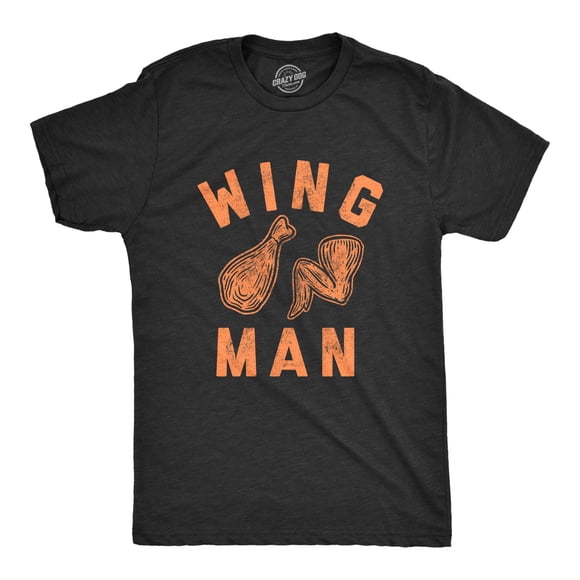 Mens Wing Man T Shirt Funny Buffalo Chicken Wings Sarcastic Novelty Tee (Heather Black) - XL