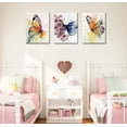 thumbnail image 3 of Butterfly Wall Decor - Colorful Butterfly Canvas Wall Art for Girls Bedroom Modren Butterfly Nursery Decor Posters Artwork Bathroom Home Decorations 12" X 16" X 3 Pieces, 3 of 6