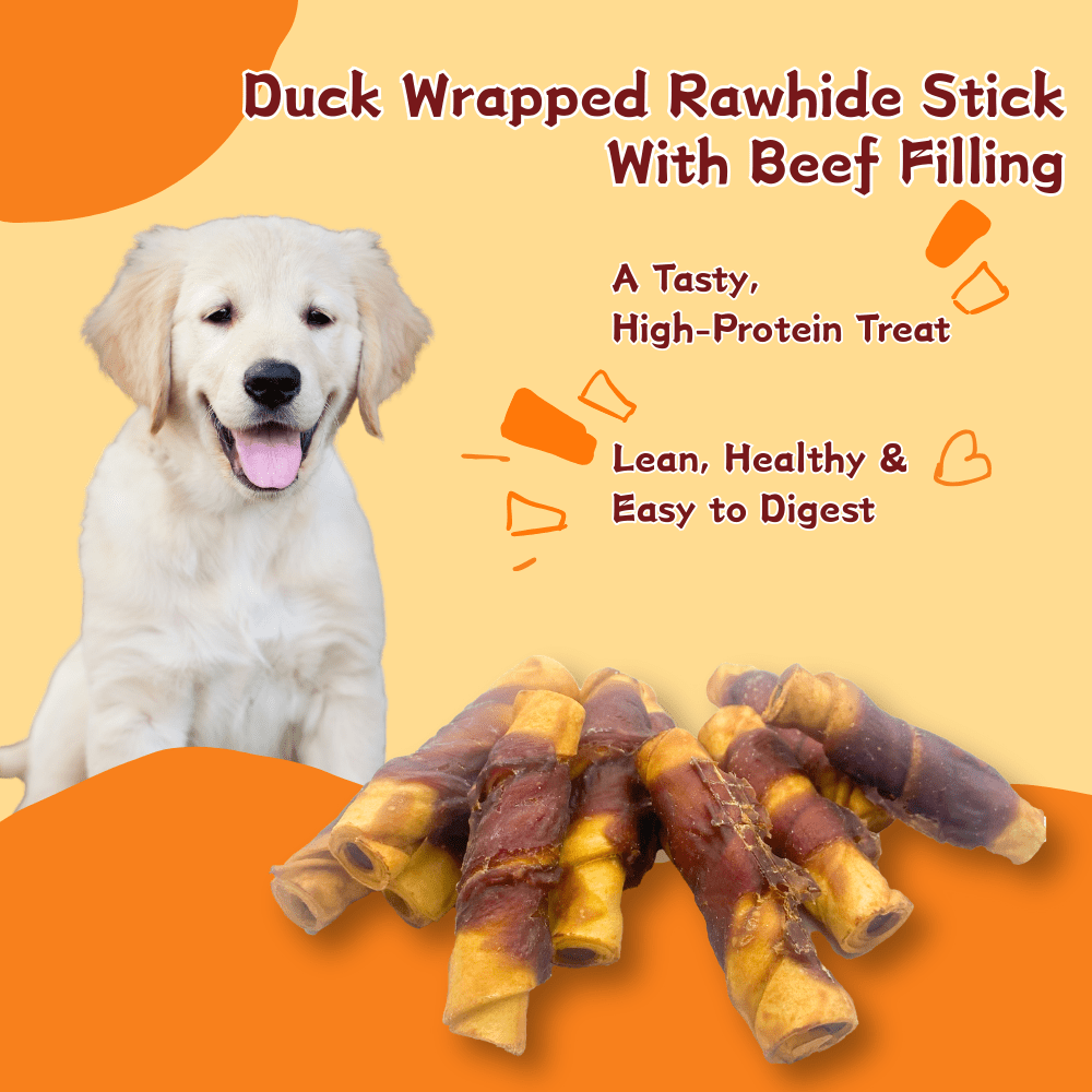 Tender Touch Beef-Filled Duck Rawhide Sticks, Dental Dog Treats, 15.87 oz