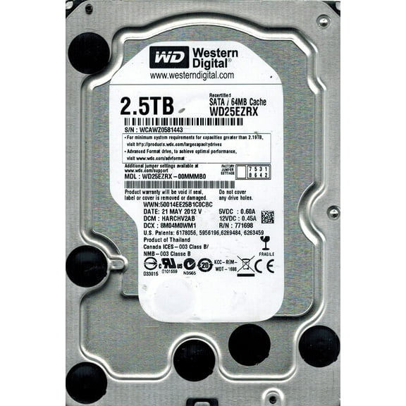 Western Digital WD25EZRX-00MMMB0 2.5TB DCM: HARCHV2AB