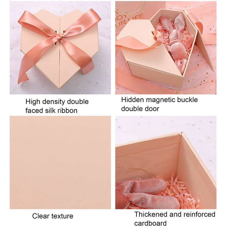 Cheers.US Heart Shape Gift Boxes with Lids for Gift Packing