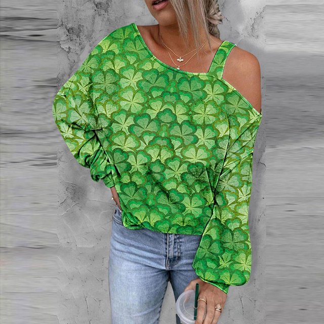 Hauts Femme Automne 2023 Mode Sweat-Shirt Imprimé Jour de St.Patrick Chemise Graphique à Manches Longues Pull Tops