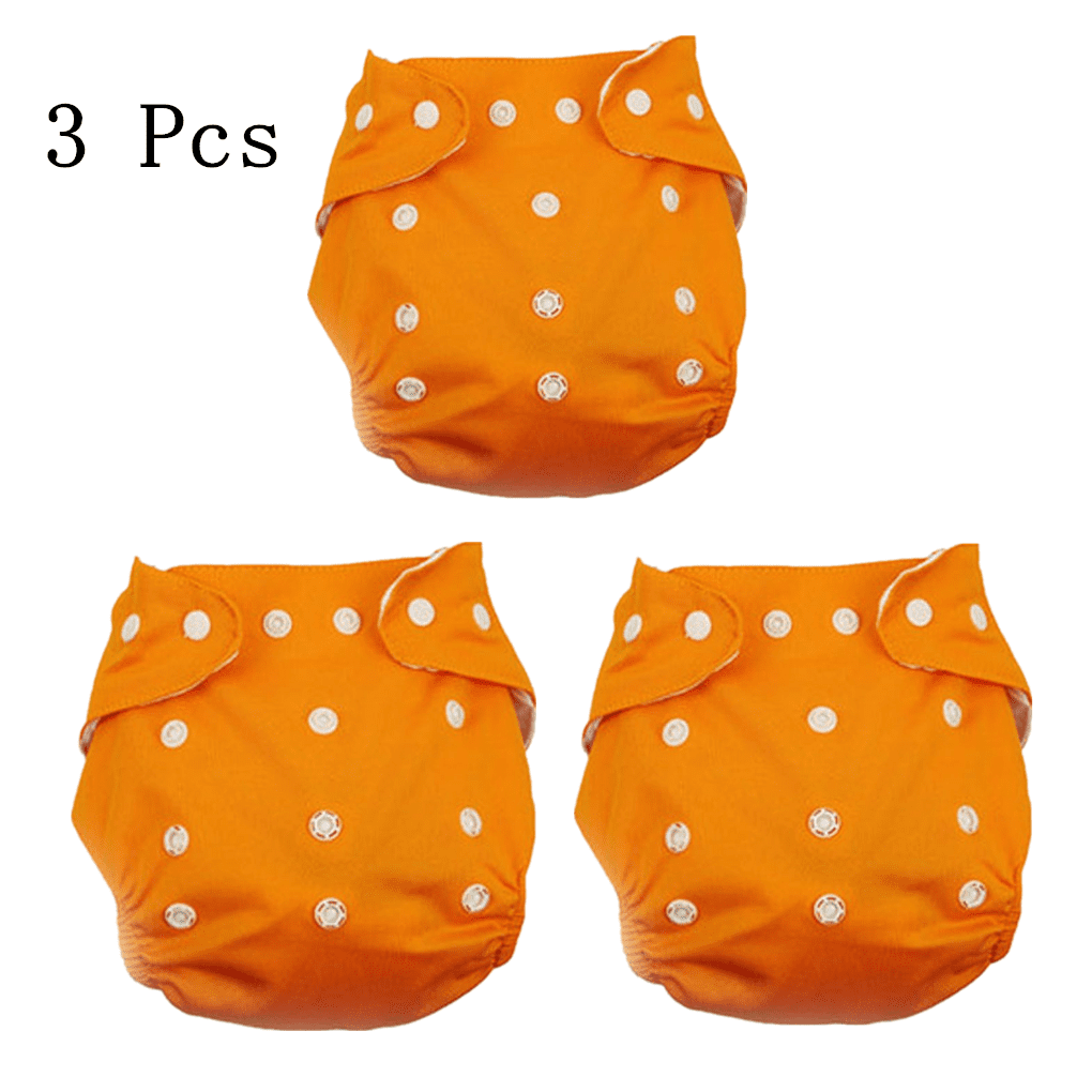 3Pack One size Cloth Diaper double hip snaps 6pcs Pack Fitted Pocket