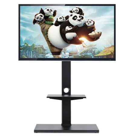 37 Plasma Panel - Rfiver Swivel Floor TV Stand with Mount and Two Shelves for 32 37 42 47 50 55 60 65 Inches Plasma LCD LED Flat or Curved Screen TVs, Black RTF1001