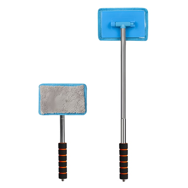 Vwrxbz Car Front Windshield Cleaning Brush Window Defogging Tool Interior Dusting Artifact with Retractable Rod Microfiber Pad