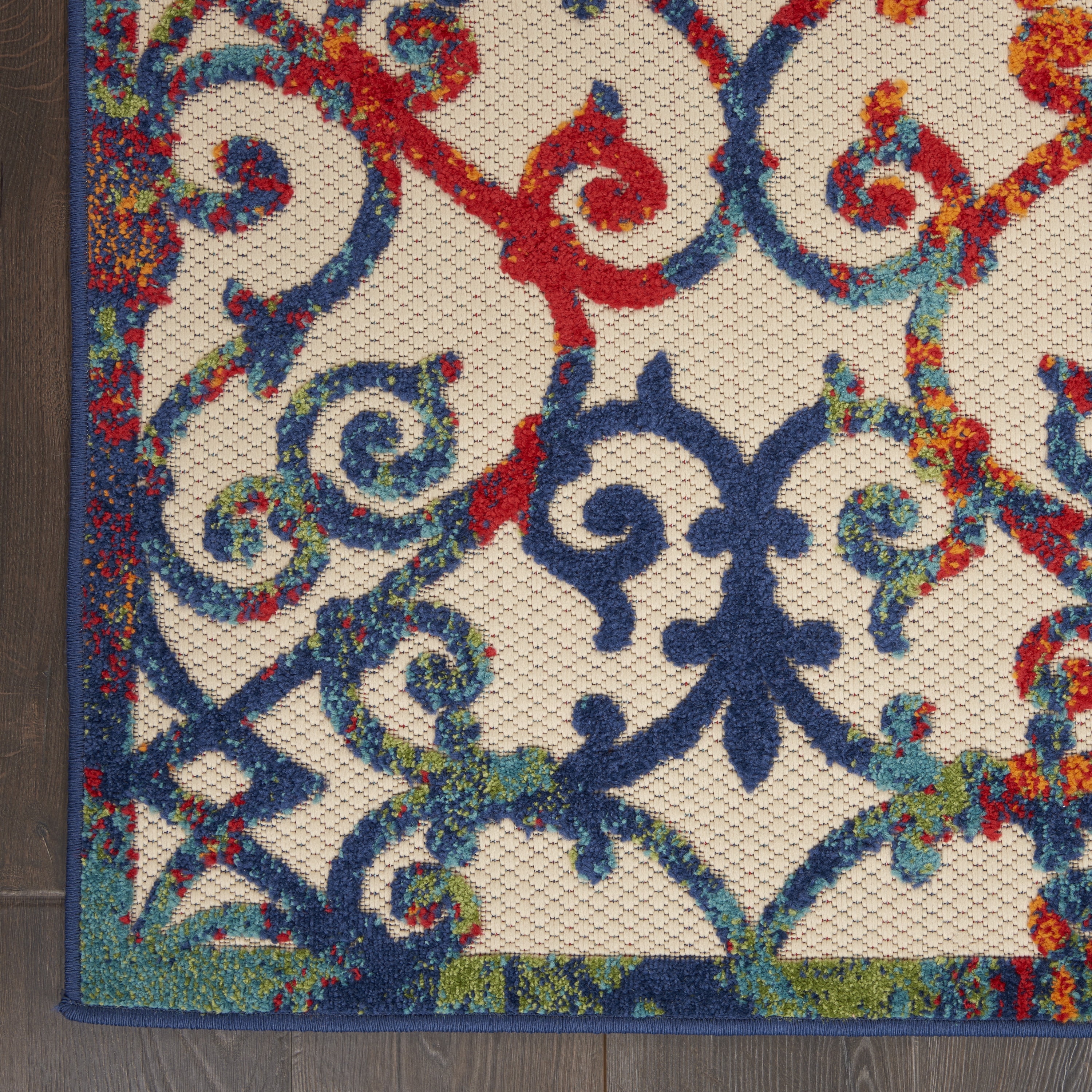 Nourison Aloha Indoor/Outdoor Transitional French Country Multicolor 10' x 14' Area Rug, (10' x 14')