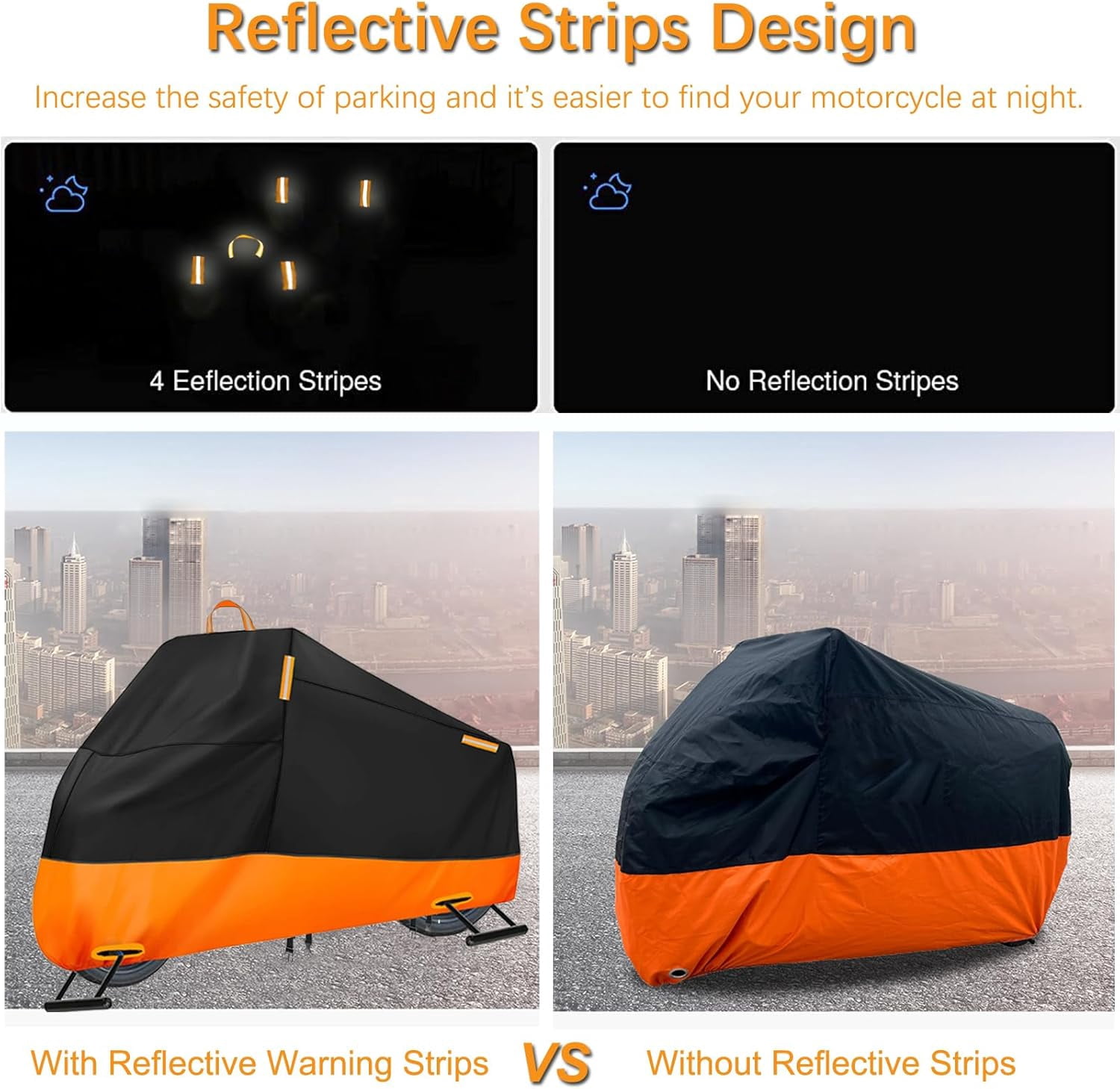 Motorcycle Cover Waterproof Outdoor, 300D Heavy Duty Motorcycle Cover for Harley Davidson Electra Glide Ultra Limited CVO Road Street Glide Gold Wing, All Seasons Protection Fits up to 116"