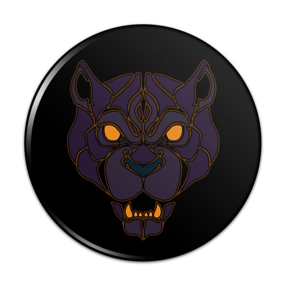 Black Panther Leopard Jaguar Face Tribal Pinback Button Pin