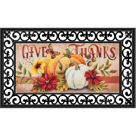 Evergreen Flag Seasonal Sassafras Interchangeable Mat and Tray Give Thanks