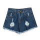 thumbnail image 4 of Nueva moda mujer pantalones cortos de mezclilla desgastados orificios rasgados con flecos de ci CACAGOO Cortamundos denim, 4 of 7