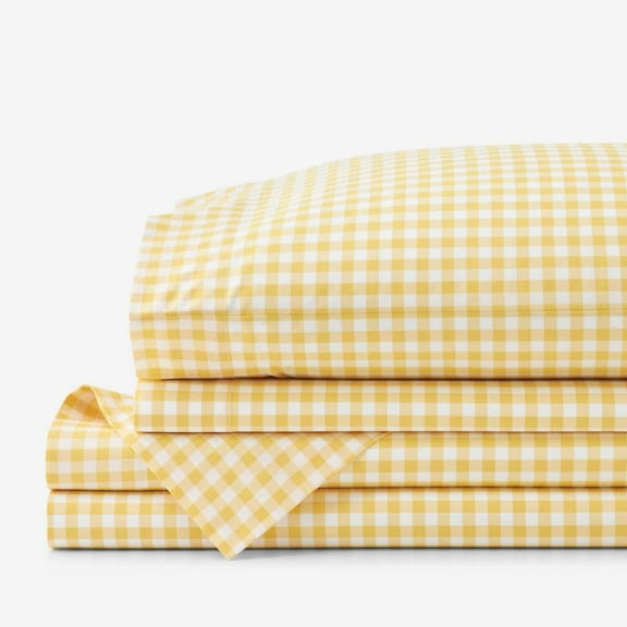 Company Kids Gingham Yellow Organic Cotton Percale Twin Sheet Set