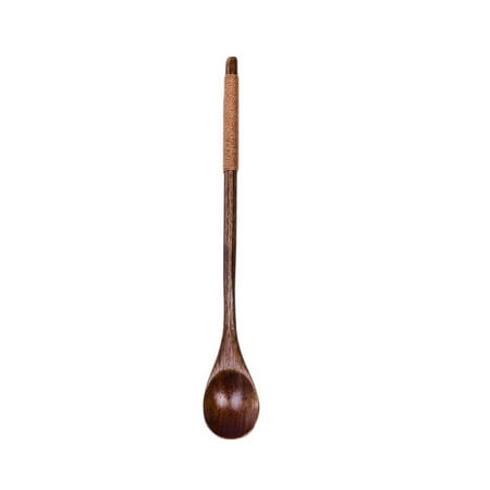 

Natural Wood Wire Wrapped Long Handle Coffee Tea Mixing Scoop Dessert Spoon