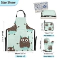 thumbnail image 3 of Mint-chocolate-color Cute Monsters Apron Set with Oven Mitts Pot Holders Set of 5 Kitchen Stuff Accessories, 3 of 6