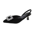 thumbnail image 1 of Zapatos de tacón de aguja con punta en punta para mujer, tacones altos sin cordones, sandalias de oficina para mujer, zapatos de vestir para fiesta y graduación, negro Rojo Verde, 1 of 4