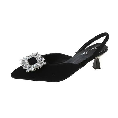 

Womens Slingback Pointed Toe Stiletto Pumps Slip-on High Heels Office Lady Sandals Party Prom Dress Shoes，black