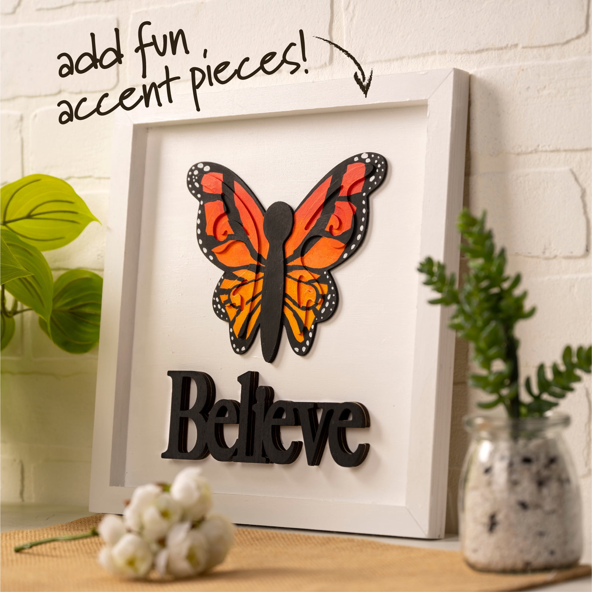 (2 pack) Plaid Surfaces Layered Wood Shape, Butterfly