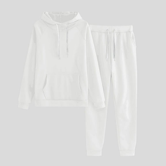 Turilly Women's Clothes Sets for Comfort Women's Casual Solid Hooded Drawstring Loose Long Sleeve Sweatshirt Tops and Long Pants Set Suits