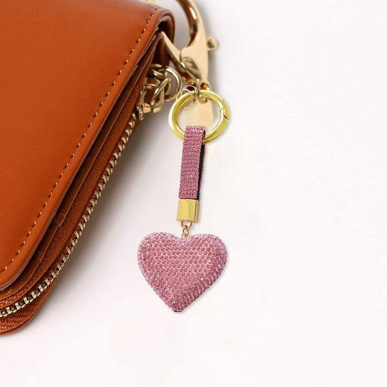 Red Heart Key Ring. Glitter Heart Key Chain. Heart Charm for 