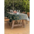 thumbnail image 2 of Outdoor Tablecloth with Umbrella Hole and Zipper, Sage Green Geometric Rectangle Table Cloth 60x102 Inch Waterproof Tablecloth, Modern Abstract Gradient Marble Picnic Table Cover for Patio Camping, 2 of 7
