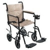 Flyweight Lightweight Folding Transport Wheelchair, 19", Black Frame, Tan Plaid Upholstery-Color:Silver,Size:19" seat