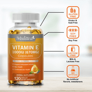 (2 Pack)Vitamin E D-Alpha Capsules,with 1000IU 670MG Supports Antioxidant,Immune System,240 Softgels