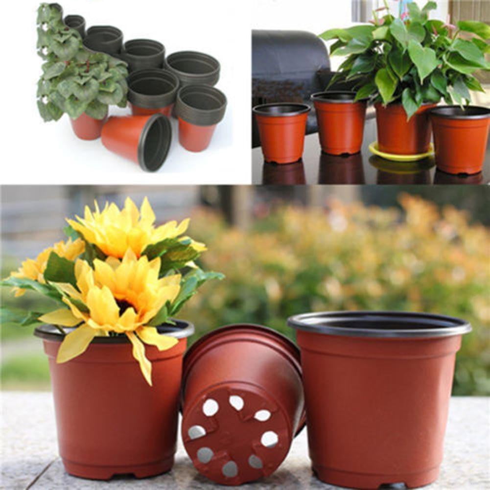 Aofa 100Pcs Dual Color Plastic Round Flower Pot Terracotta