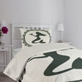 thumbnail image 2 of Ambesonne Mermaid Quilted Coverlet 2 Pcs, Vintage Cartoon Fish, Twin Size, Black White, 2 of 4