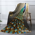 thumbnail image 2 of Spxubz Peacock Feather Pattern Flannel Throw Blanket For Gift Home Sofa Bed Decoration 50x40 inch, 2 of 5