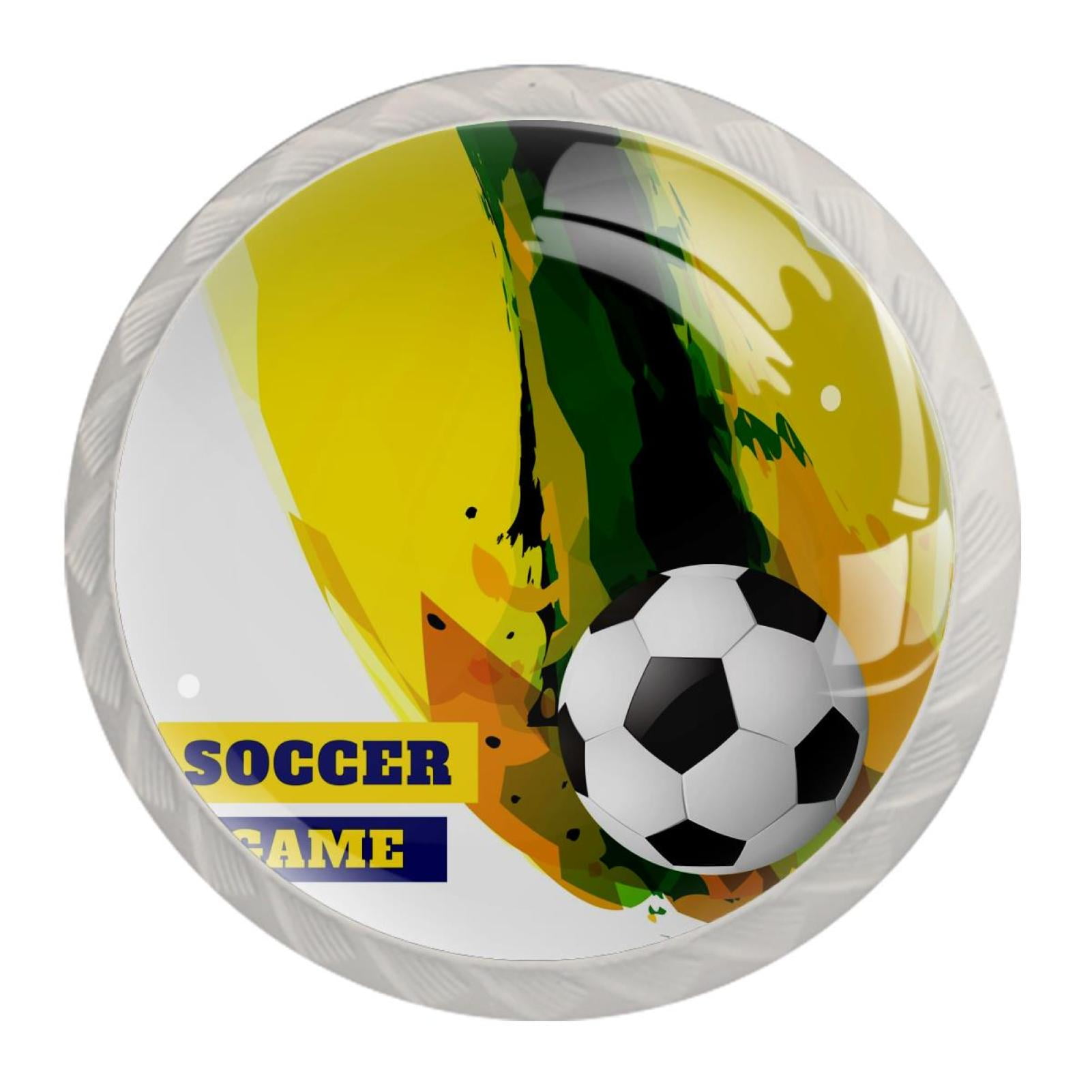 Ownta Soccer Football Sport Round Glass Drawer Handles Knobs Pulls with