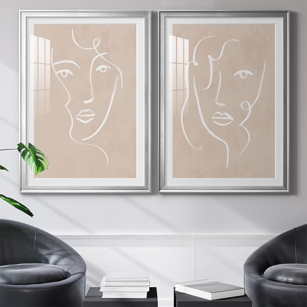 Wexford Home Curly Face I Premium Framed Print, 30.5" x 42.5" - Ready to Hang, Silver (Set of 2)