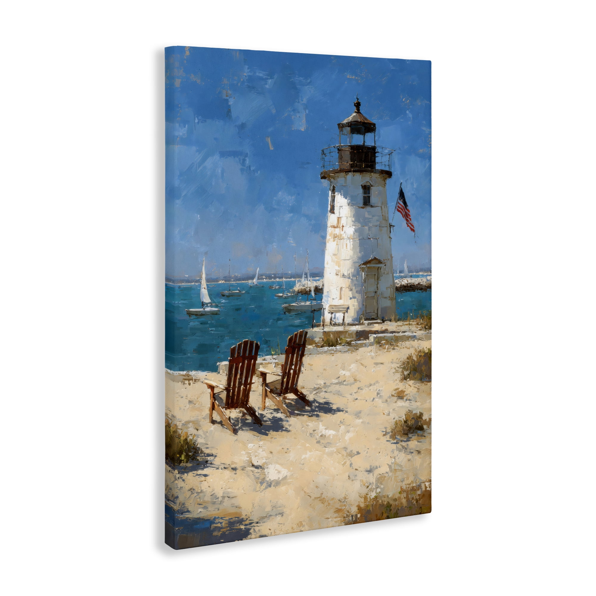 Stupell Industries Summer at Lighthouse Bay Canvas Wall Art, design by Petal Prints Design