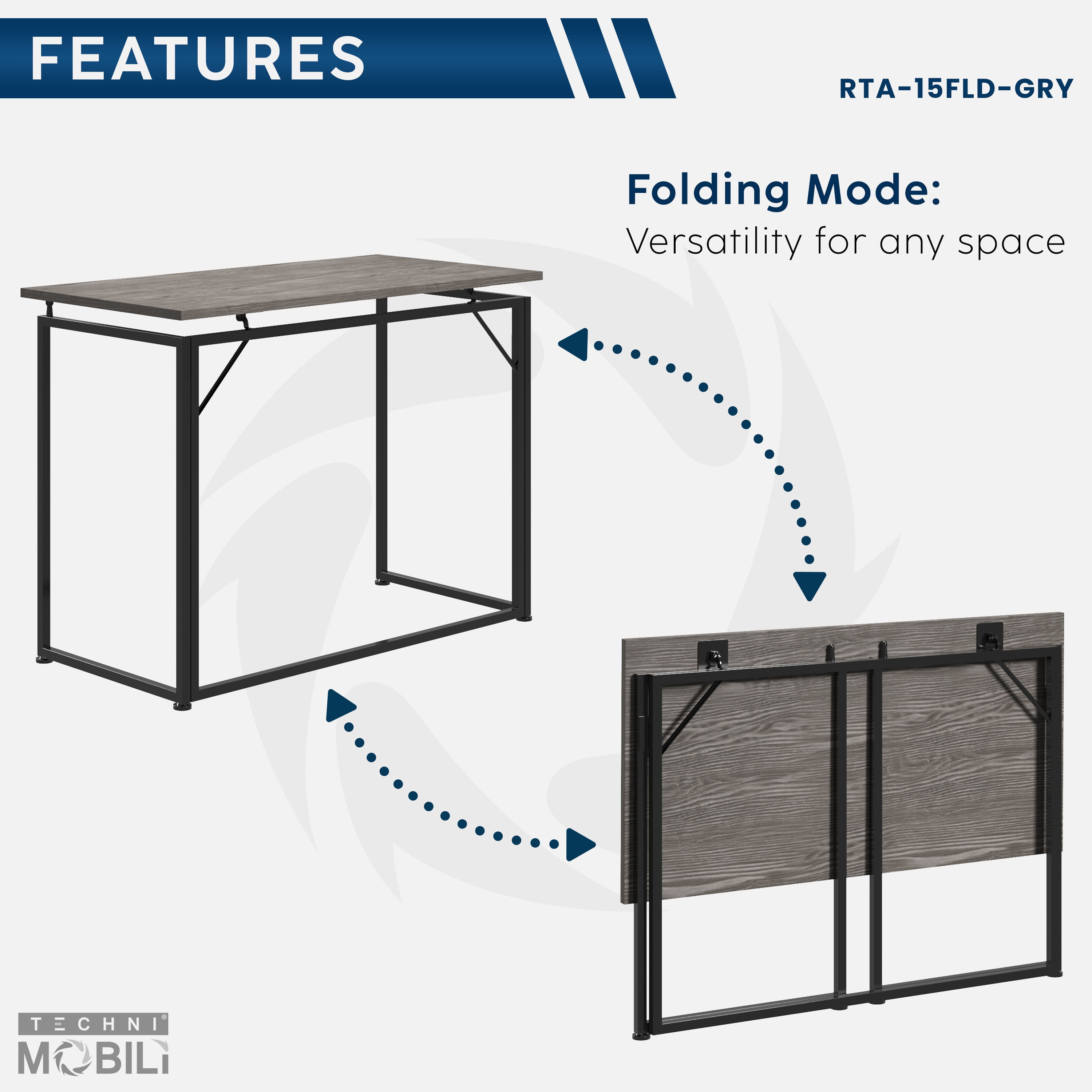 Space Saving Folding Desk, Steel Frame No Assembly Foldable Workstation, Portable Collapsible Computer Desk for Bedroom Dorm Small Spaces