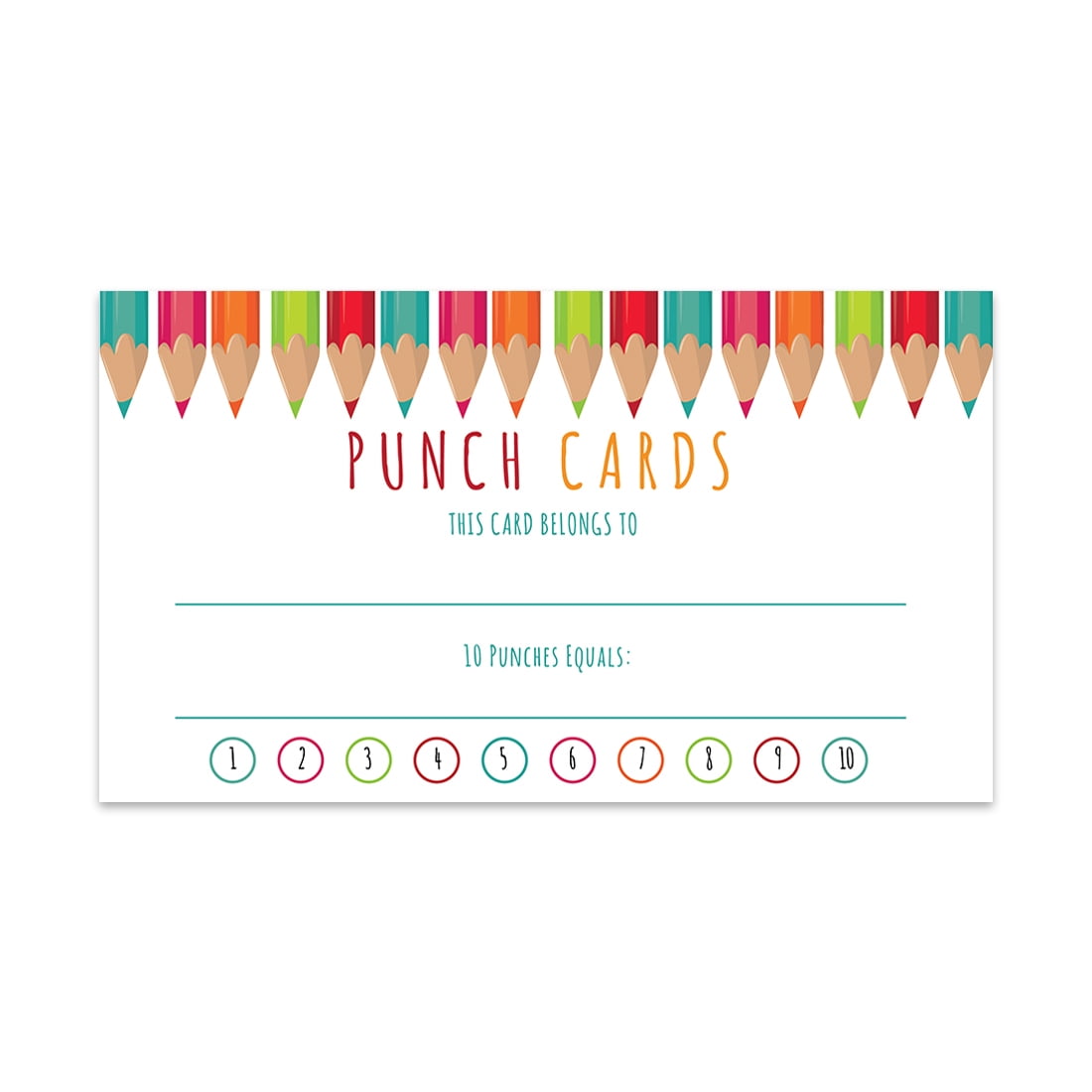 Andaz Press Colored Pencils Reward Punch Cards, Loyalty Cards for Small  Business Customers, Incentive Award Card, 100-Pk - Walmart.com