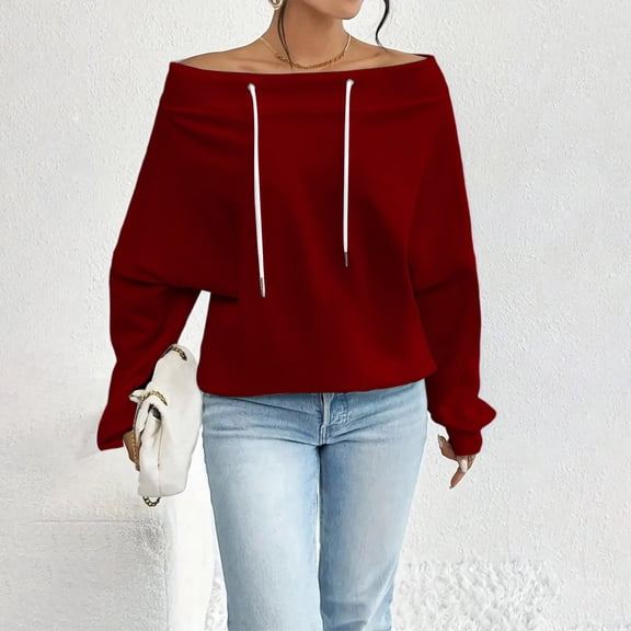 Abomasnow Sweatshirt for Women Trendy Off the Shoulder Sweatshirt Loose Fit Long Sleeve Basic Thermal Pullover Tops Fall Fashion Clothing