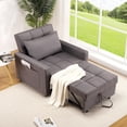 thumbnail image 3 of Fauteuil-lit Convertible 3-en-1 – Dossier Réglable, Coussin Épais, Pochette de Rangement, Lin Moderne Gain de Place pour Salon Ou Chambre d'Amis – Chaise Longue – Couleur : Gris Foncé, 3 of 7