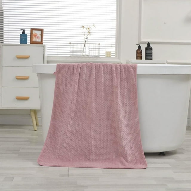 Toalla de baño de felpa suave, toalla de vellón absorbente grande de 55x28 pulgadas para baño, playa, piscina, gimnasio, spa, hotel, ducha, secado rápido, lavable a máquina, patrón de rayas beige, 1