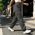 thumbnail image 5 of Ghalytn Women's Elastic Waist Cargo Jogger Pants - Multi-Pocket Tapered Ankle Cuff Casual Outdoor Bottoms, 5 of 7