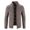 thumbnail image 2 of UTTOASFAY Mens Zip Up Knitted Cardigan Thick Sweater Stand Collar Fleece Lined Warm Coffee 14(XXXL), 2 of 9