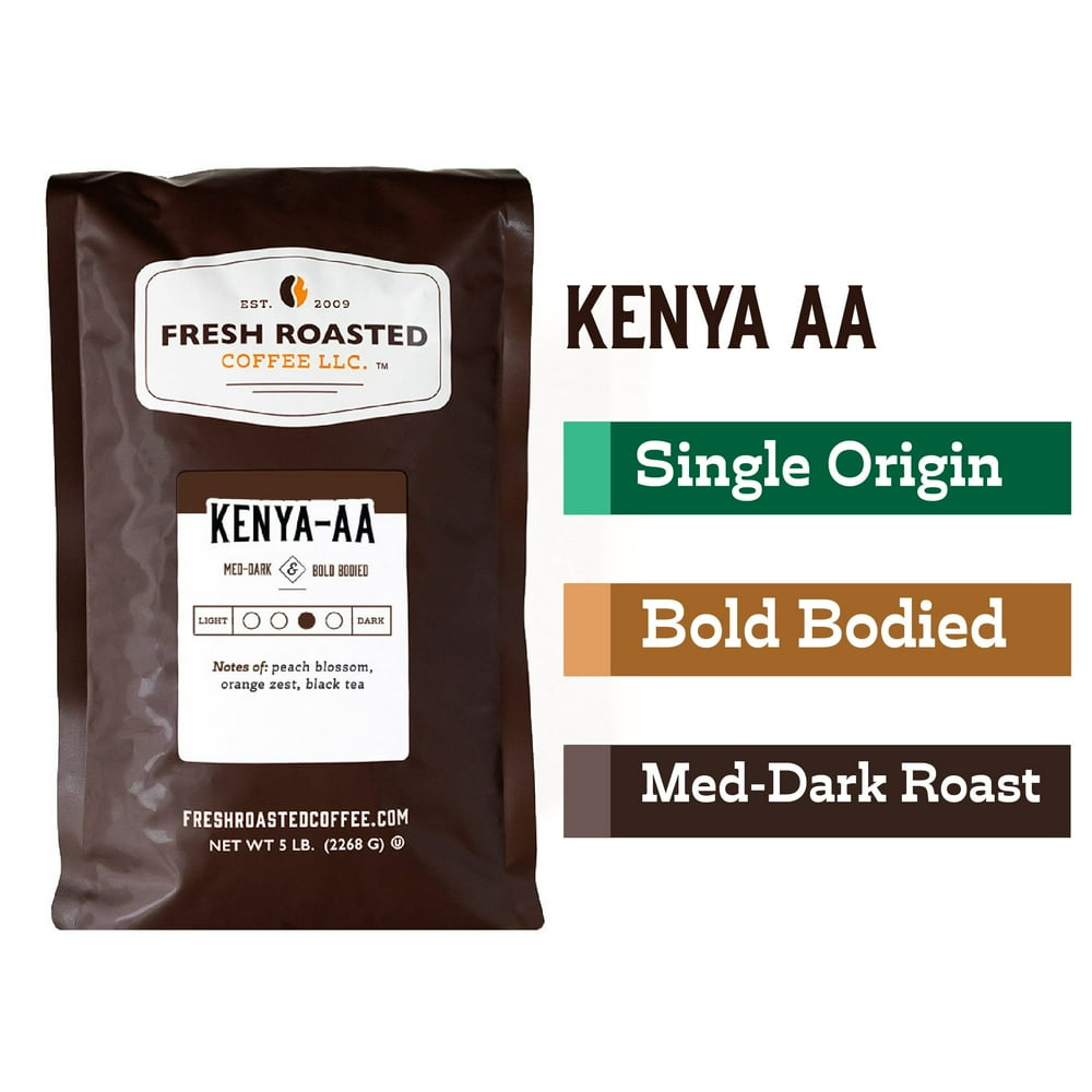 Fresh Roasted Coffee, Kenya AA Coffee, MediumDark Roast, Whole Bean, 80 oz