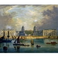 thumbnail image 2 of Calvert, Frederick 30x26 Gold Ornate Wood Framed with Double Matting Museum Art Print Titled - A View of Greenwich, From The River, 2 of 4