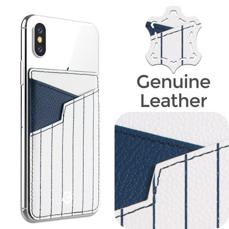 Stick-On Genuine Leather Card Holder Adhesive ID Business Credit Card Cash Cell Phone Wallet by Cobble Pro for Apple iPhone X 8 7 6s Plus SE LG Stylo 3 G6 Samsung Galaxy S9 S9+ S8 S8+ New York (Best Cash For Cell Phones)