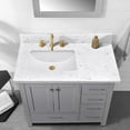 thumbnail image 2 of 36 Inch Engineered Stone Vanity Top, Carrara White Vanity Sink Top with Rectangular Undermount Left Side Sink, 8 Inch Faucet Hole Spread with Backsplash Bathroom Countertop, 2 of 6
