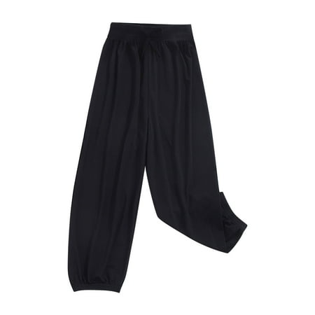 Favoffer Girls Summer Solid Multicolor Bow-Accent Ice-Silk Pants & Kids Loose Jogger Trousers - Casual Sport Lounging Play 2-13Y