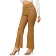 thumbnail image 4 of Unique Bargains Juniors Flared Hidden Side Zipper Knitted Faux Suede Flared Pants, 4 of 5
