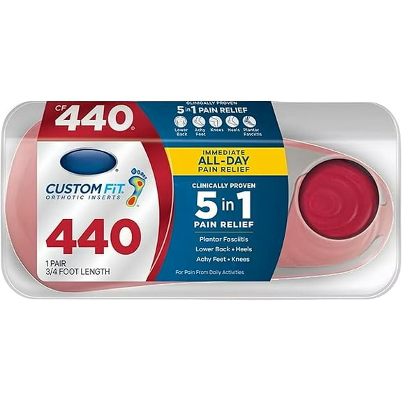 mjw001 Custom Fit Orthotics 3/4 Length Inserts CF 440, Arch Support Insoles for Men Women, Get Clinically Proven All-Day Relief from Lower Back, Knee, Plantar Fasciitis & Heel Pain, Achy Feet