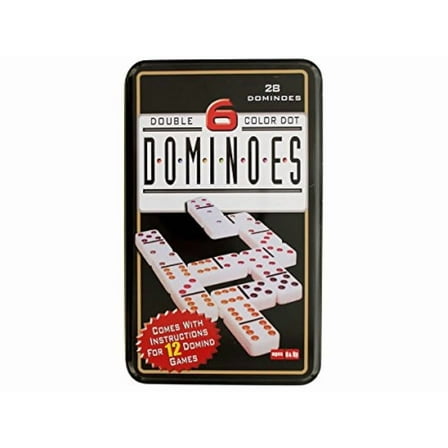 Double Nine 9 Dominos Game Set White Dominoes with Color Dot